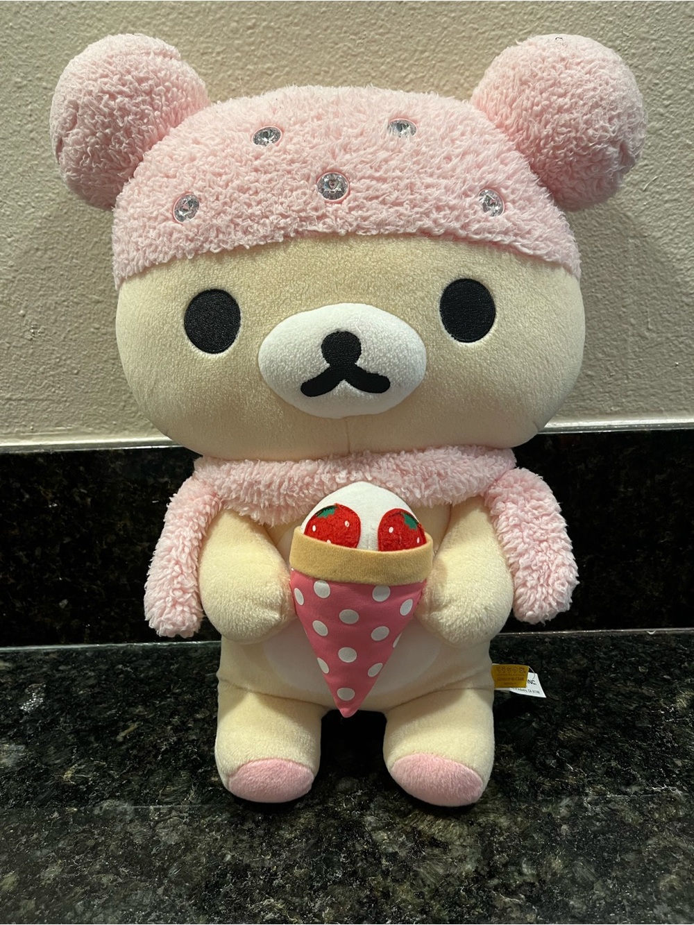 Rilakkuma Big/Medium Bear Plush Rhinestones Japan Collectors item 17.34 inches